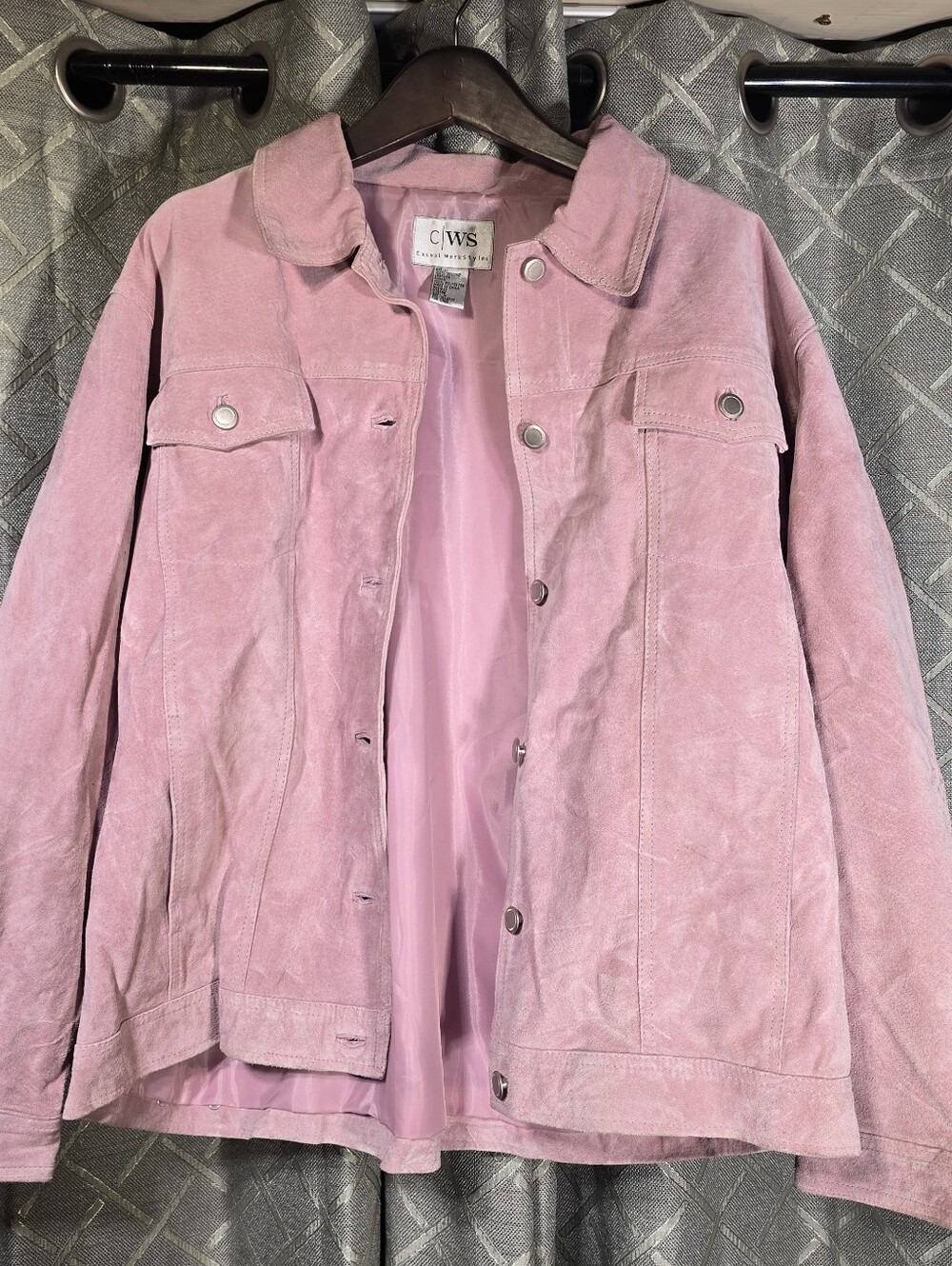 CWS Pink Suede Snap-Front Leather Jacket